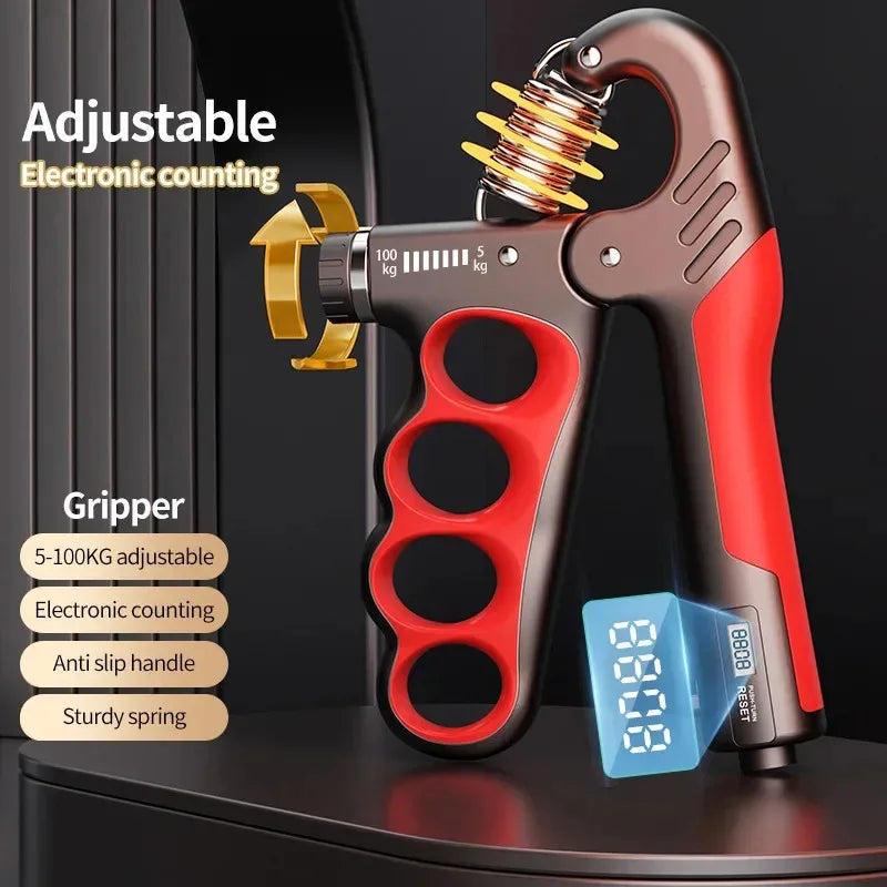 5-100Kg Adjustable Electron Counting Grip Strength Trainer Wrist Expander Hand Grip Strengthener Muscle Building Injury Recovery